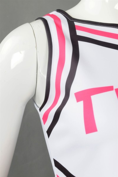 CH206 custom sleeveless cheerleading suit skirt design printing LOGO pleated skirt cheerleading suit contrast cheerleading clothing garment factory  glee cheerios uniform  elite cheer uniforms detail view-7